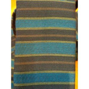 ERNST ~ VINTAGE SQUARE SKINNY TIE ~ BEAT POET BEATNIK HIPPY ~ BLACK TEAL STRIPE